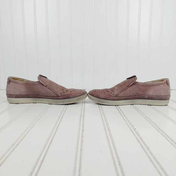 Ecco Pink Purple Laser Cut Leather Slip On Comfy Flat Loafers C852 - Picture 7 of 13